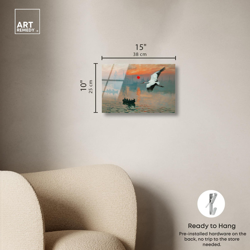 Art moderne en acrylique Crane Sunset par Art Remedy, prêt à être suspendu, H 10 po x l 15 po