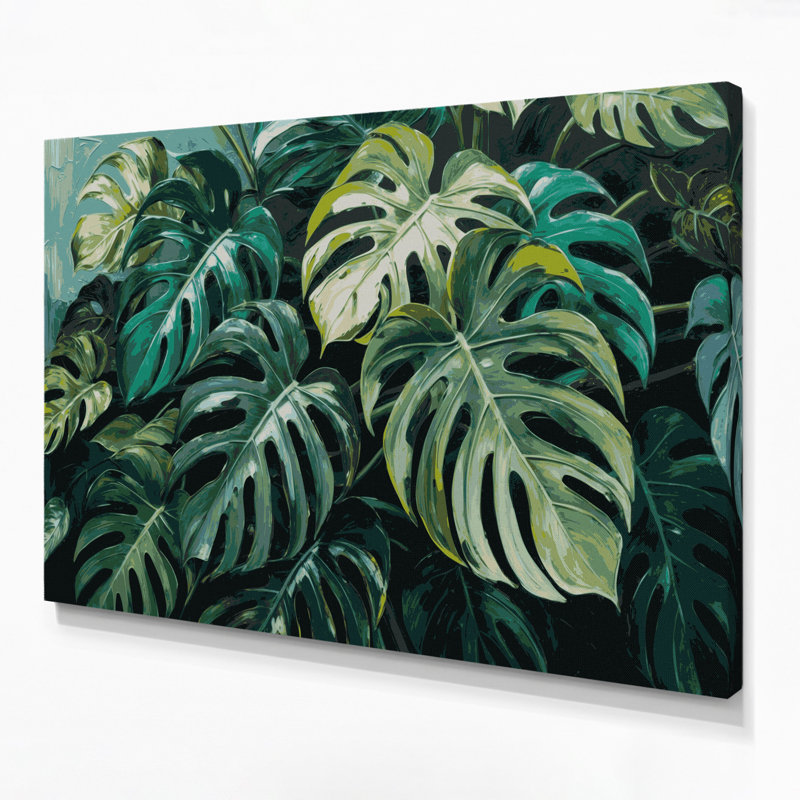 Art mural sur toile Botanical Monstera Deliciosa, H 24 po x l 36 po