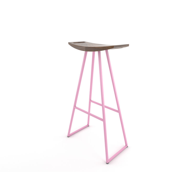 Robert Counter Stool with Metal Frame, Walnut, Bar Stool (30" Seat Height), Pink