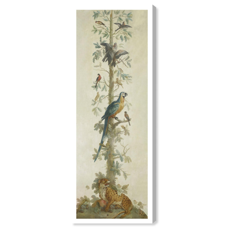 Art mural botanique sur toile Leopard and Papagayo, H 54 po x l 20 po, Toile tendue