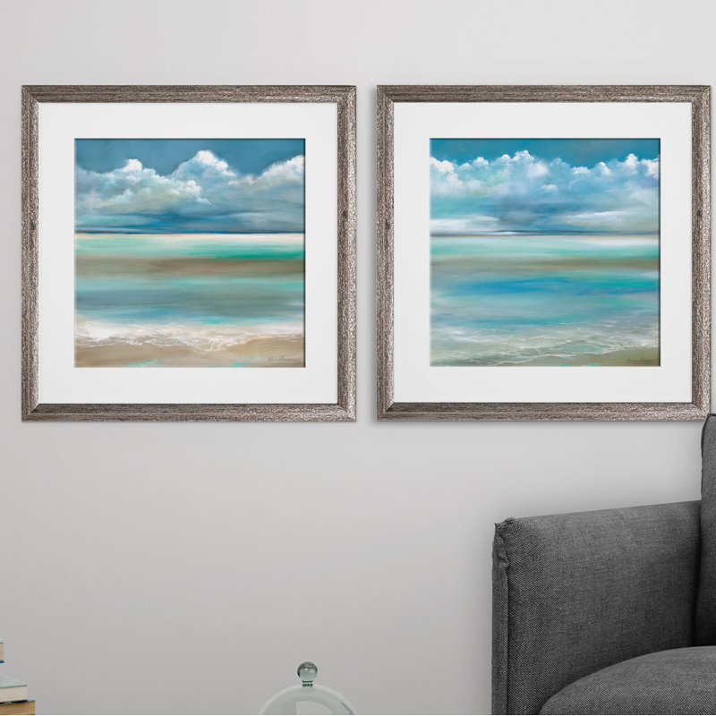 Tranquility By The Sea, ensemble de 2 reproductions encadrées, Cadre brun