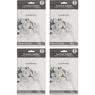 Hosley Gardenia Scented Scented Sachet - Set of 12, 1 oz Each Sachets for Drawers or Closets. Ideal Gift for Wedding, Special Occasions, Party Favours, Spa and Aromatherapy.
