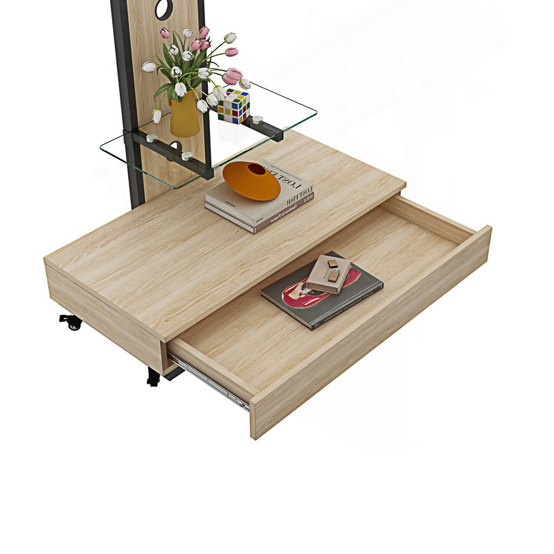 Console de télévision, meuble télé avec tiroir à tirer, Naturel