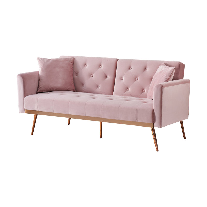 Canapé-lit 68,30 po Dilauro, Velours rose