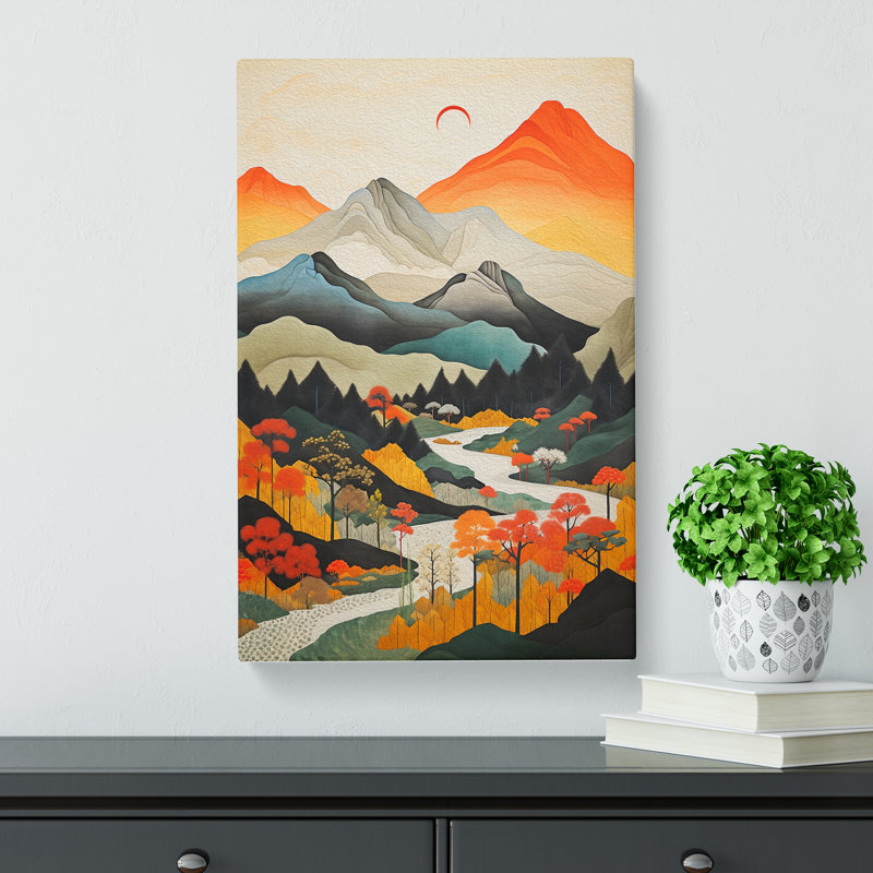 Japanese Mountains Constructivism No.2 - No Frame Print, 50cm H x 35cm W x 3cm D