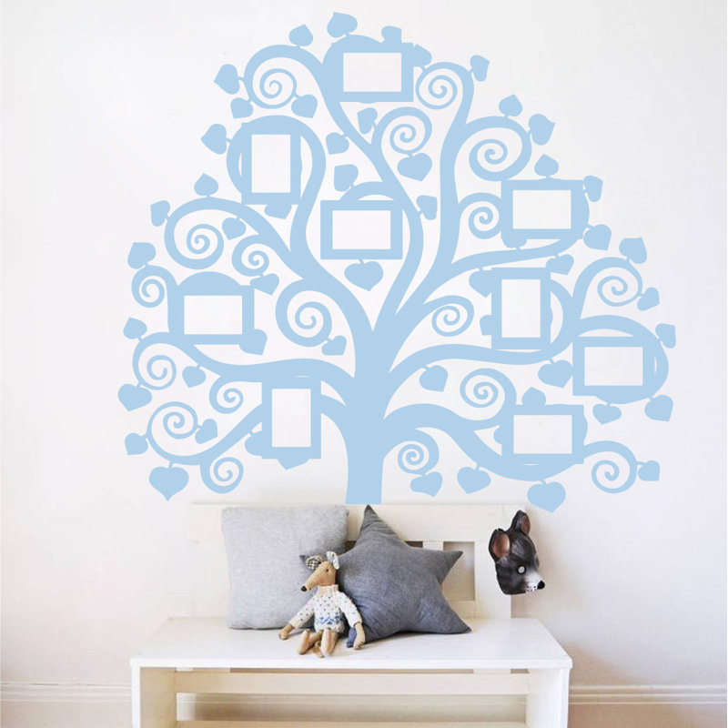 Décalcomanie murale images arbre familial, Bleu poudré