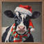Vache laitière avec chapeau et écharpe Santa