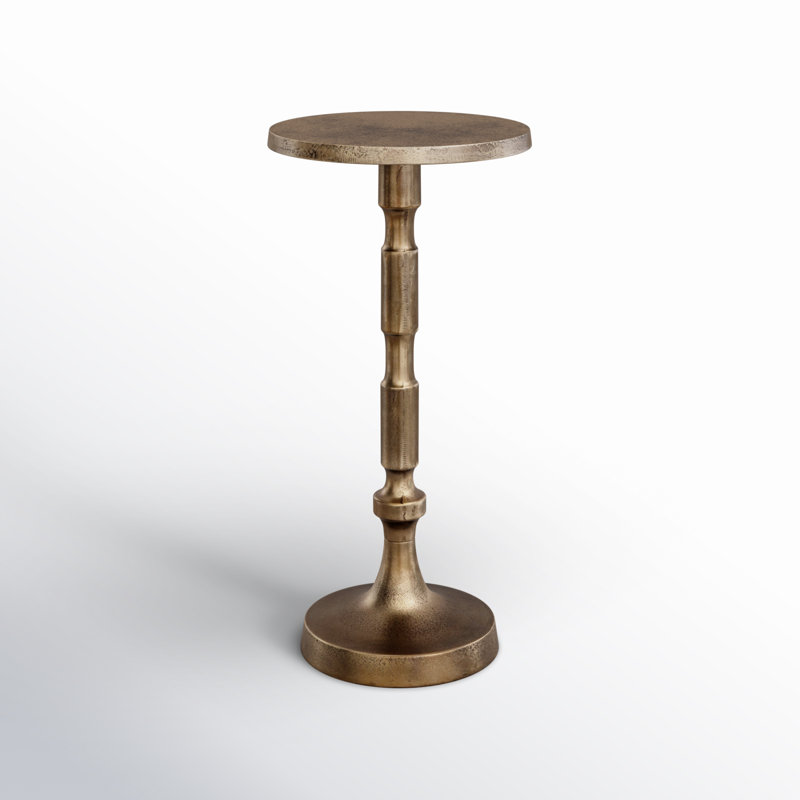 Antique Brass Round Aluminum Pedestal Drink Table