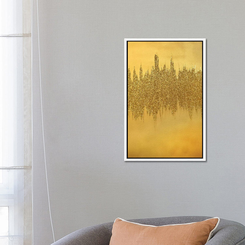 Gold Shimmer by Amber Lamoreaux - Painting on Canvas, White Framed, 66.04cm H x 45.72cm W x 3.81cm D