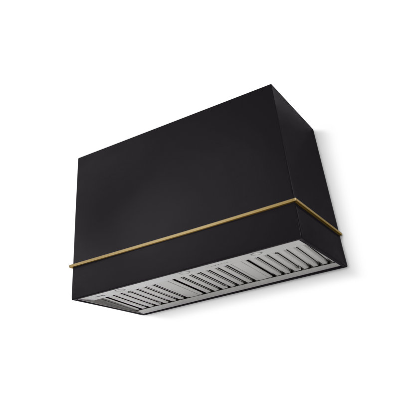 Loge Series 48" Wide x 30" High Wall Hood 1200 CFM, Matte Black, Antique Brass