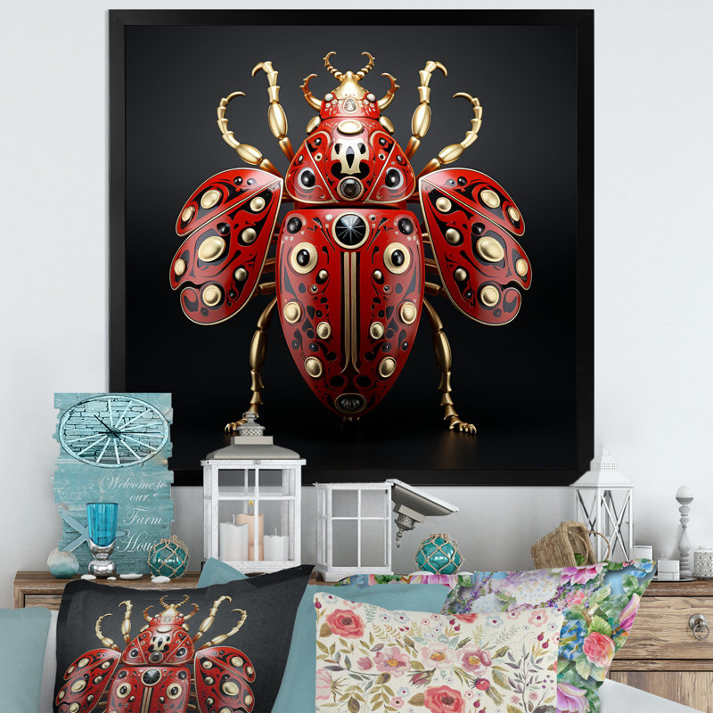" Mysterious Beetle Lullaby I ", Black Single Picture Framed, 24" H x 24" W x 1" D