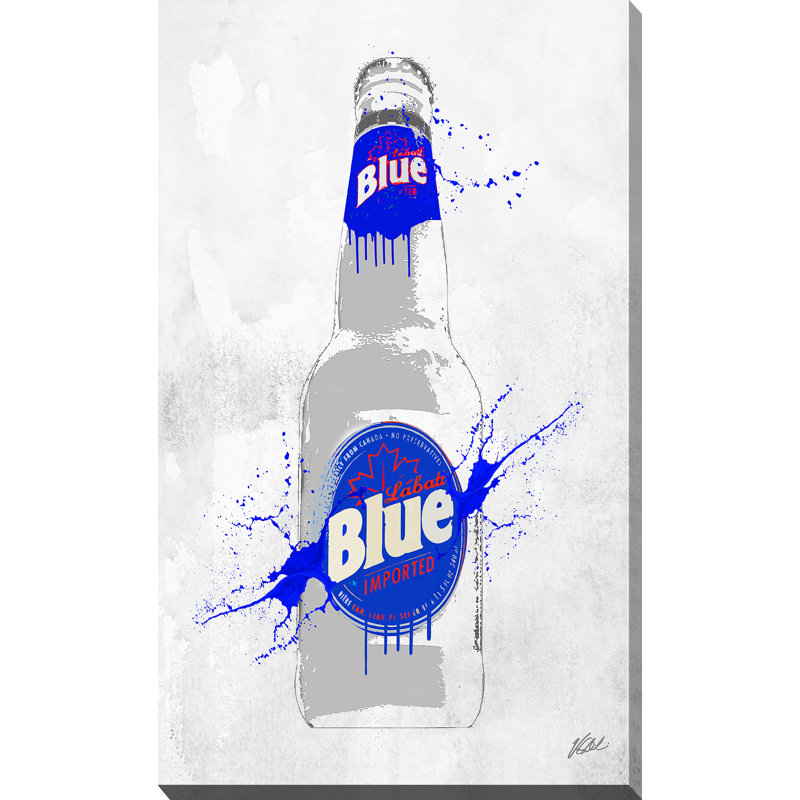 "drink labatt blue bottle" , reproduction d’art sur toile tendue, H 30 po x l 18 po x P 1 po