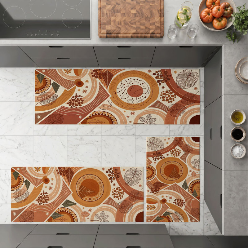 Geometric Floral Non-Slip Washable Kitchen Mats