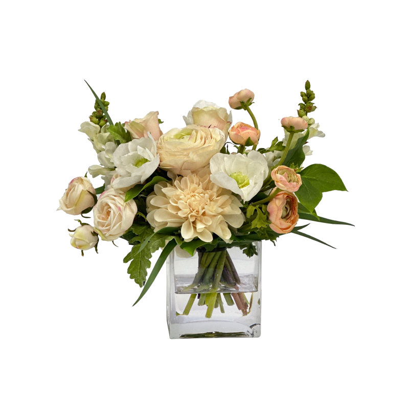 MIX FLORAL IN CUBE VASE