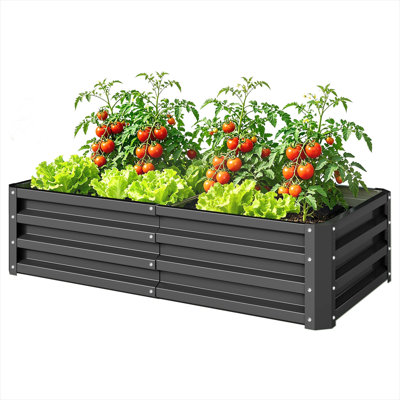 Classic Gray Galvanized Steel Raised Garden Bed 4x2 ft for Vegetables Flowers and Herbs