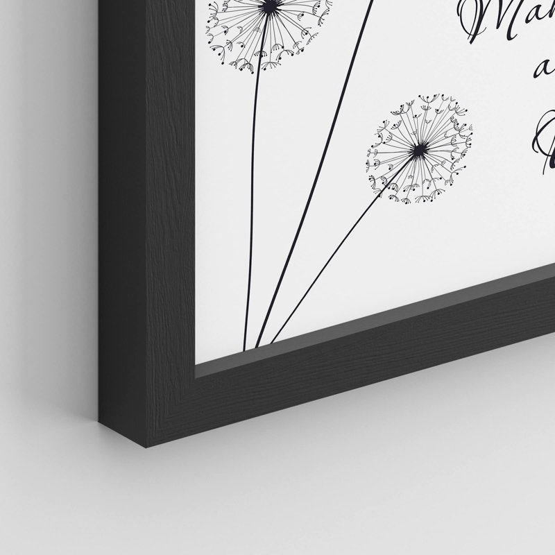 " Make A Wish Dandelion Flower ", 10" H x 8" W, Black