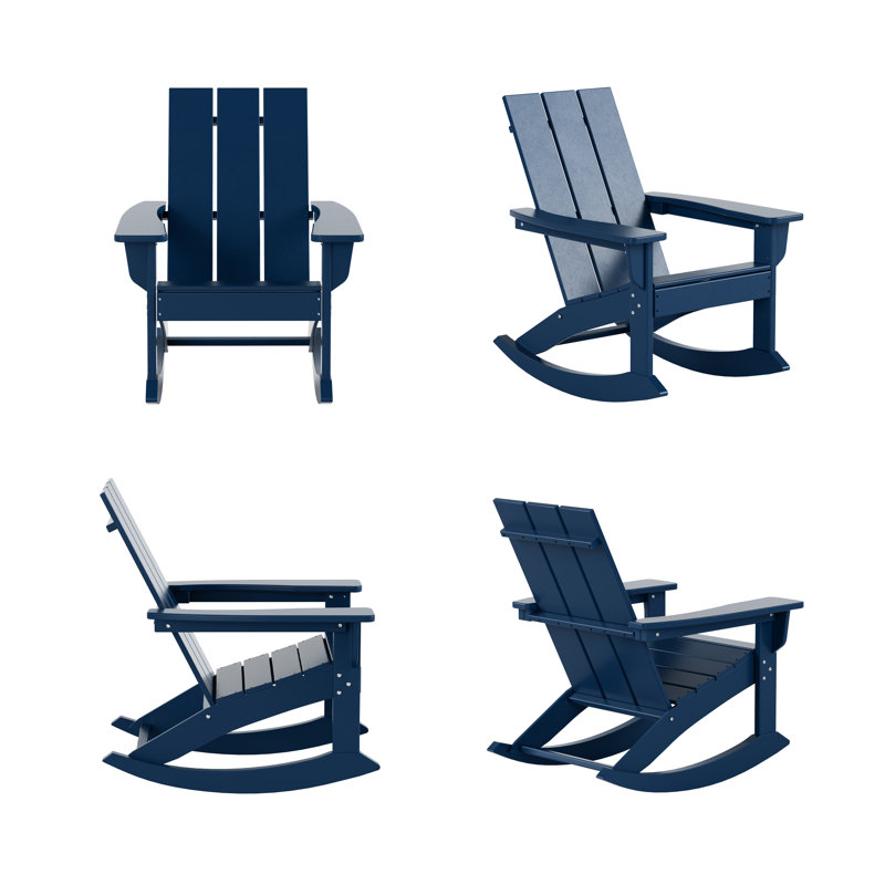 Chaise berçante d'extérieur en plastique Joubert, Bleu marine