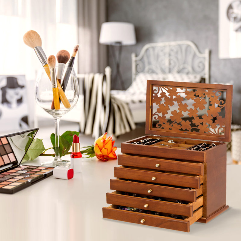 Wood Jewellery Box + Drawers