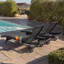 Ensemble de chaises longues en osier de patio, avec roulettes, table d'appoint, dossier réglable, pour bord de piscine-1935068875