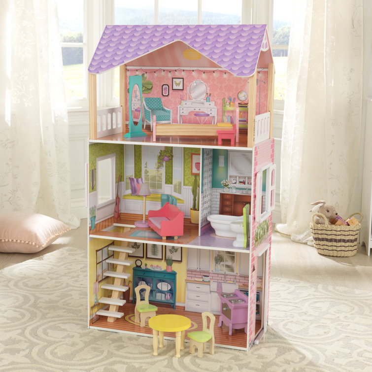 ROFITALL Vintage Wooden Dollhouse For Kids With Furniture Accessories For  Birthday And Christmas ,Brick Red & Reviews