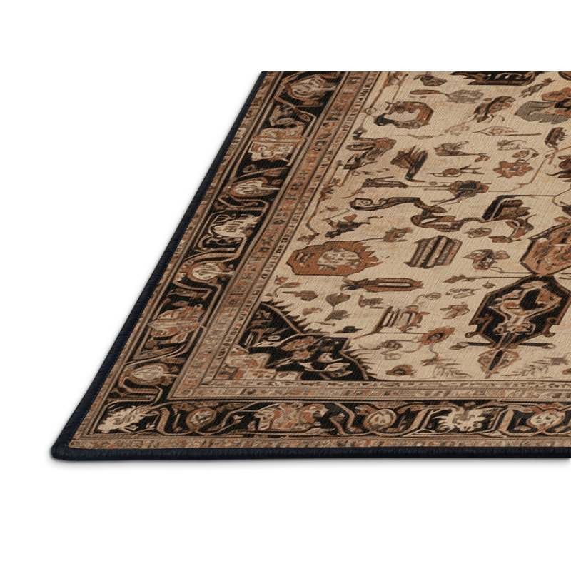 Machine Washable Persian Brown Area Rug, Runner 2' x 4'