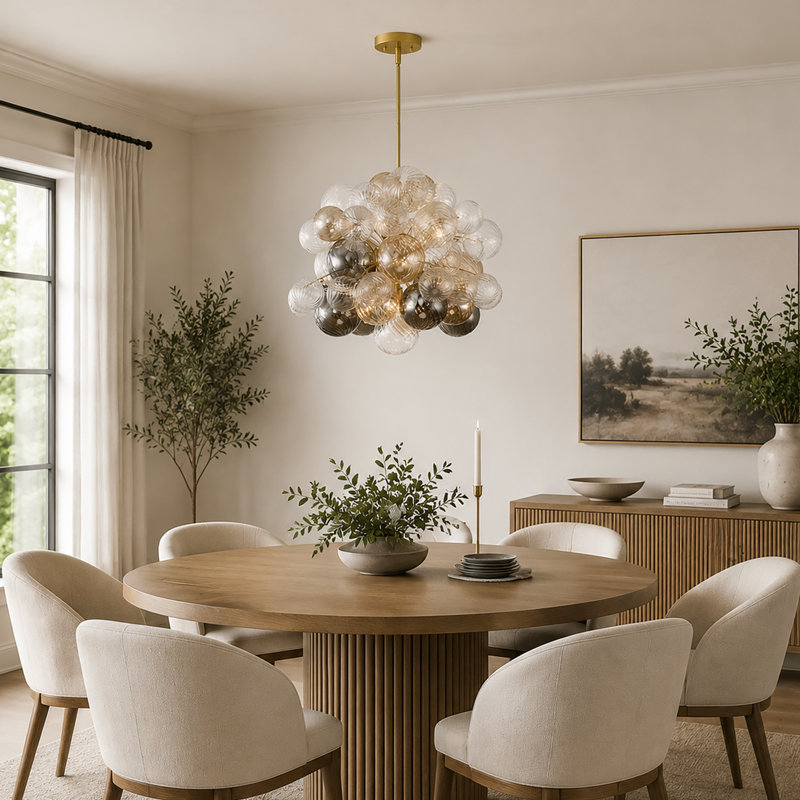 Plafonnier encastré moderne à 8 lumières en verre clair de style juridique Jurelt