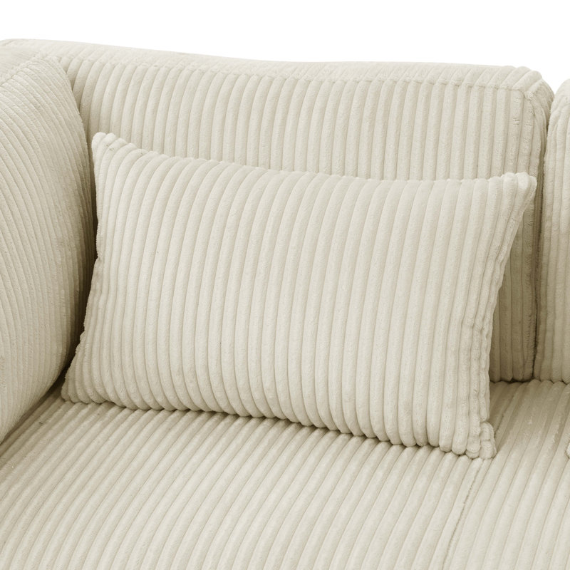 Chaise longue Bluehaven, Velours côtelé crème