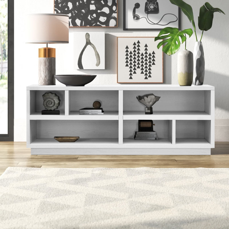 Meuble télé pour téléviseur de 75 po ou moins Bowman, Blanc, H 25 po x L 15 po x l 58 po