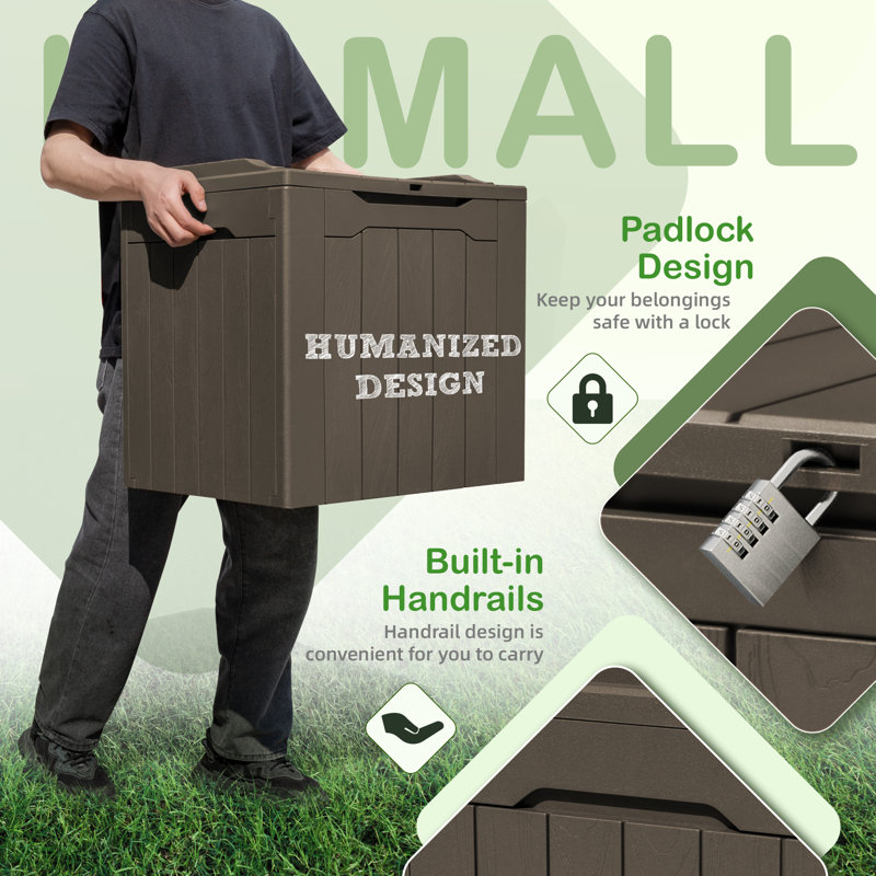 Furmax 31 Gallons Resin Lockable Deck Box (Set of 2), Brown