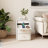 Aevah Soild Wooden Nightstand with Raised-Edge Top, Sliding Shelf, Cable Hole & Skirting Board Space-559546590-559546589