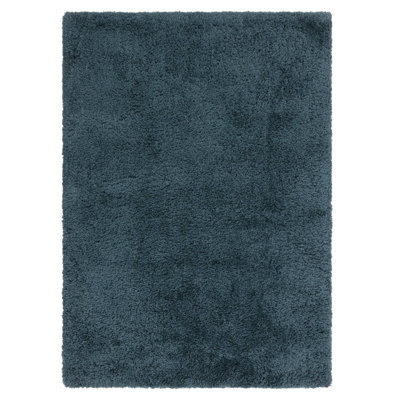 Tachiana Hand Tufted Shaggy Navy Area Rug