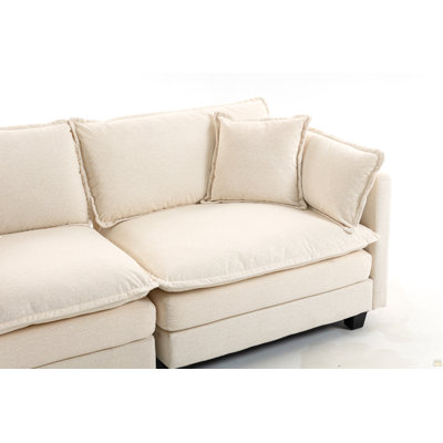 Modern 2seats 77.95"Sectional Sofa with Waist Pillows,2-seat Upholstered Symmetrical Sofa Furniture,Sleeper Sofa Couch with Chaise Lounge for Living Room,Apartment,3 Color