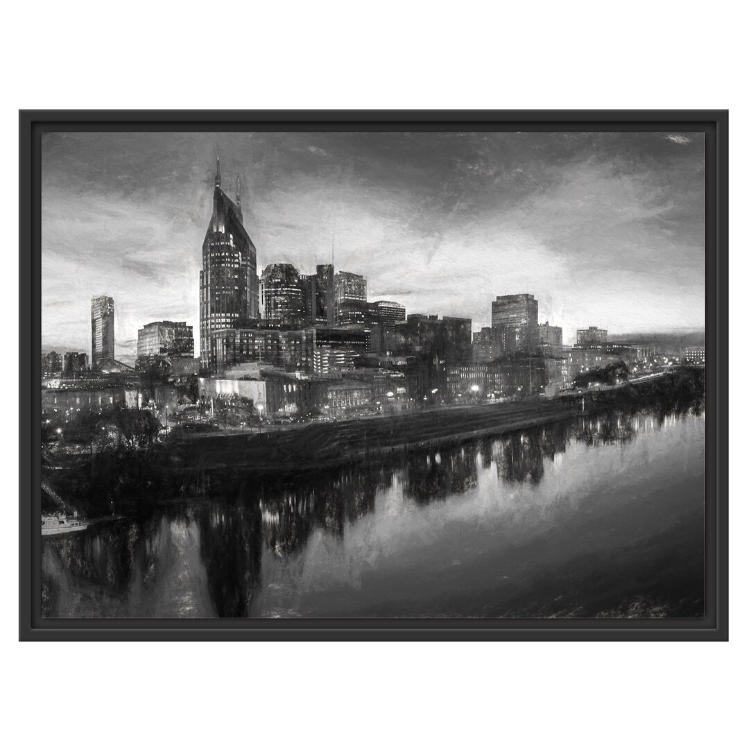 Gerahmtes Wandbild Nashville Skyline Panorama Kunst