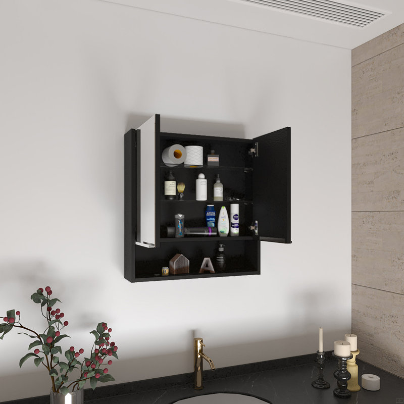Pharmacie rectangulaire avec miroir, Noir