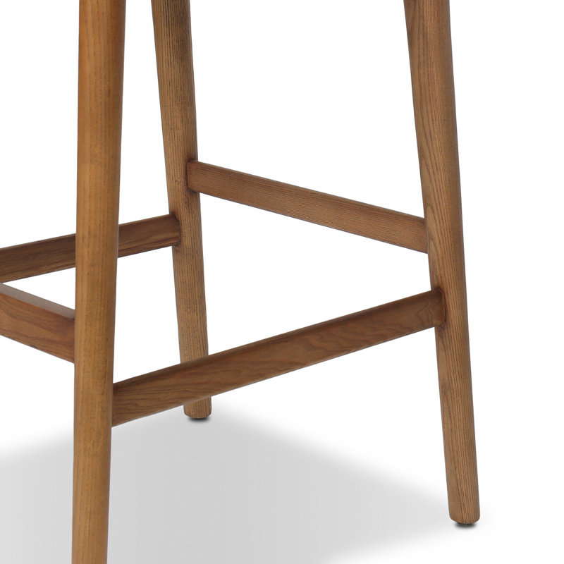 ROTHLER Stool, Counter Stool (27” Seat Height), Tan Ash, Maestro Camel/Genuine Leather