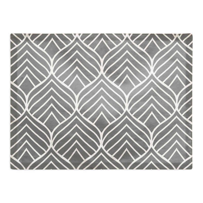Poly Twill Geometric Rectangle Placemat, Gray