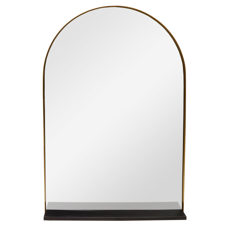 Iron Flat Wall Mirror with Shelves