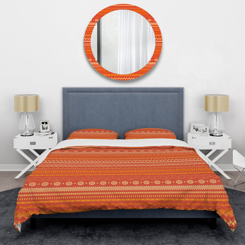 Ensemble de housse de couette en microfibre à rayures oranges et oranges 3 pièces