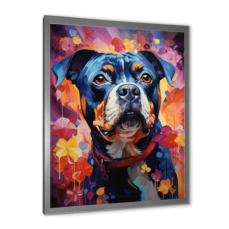 «Popart Pug Parade I», reproduction sur toile, Cadre flottant doré, H 20 po x l 12 po x P 1 po