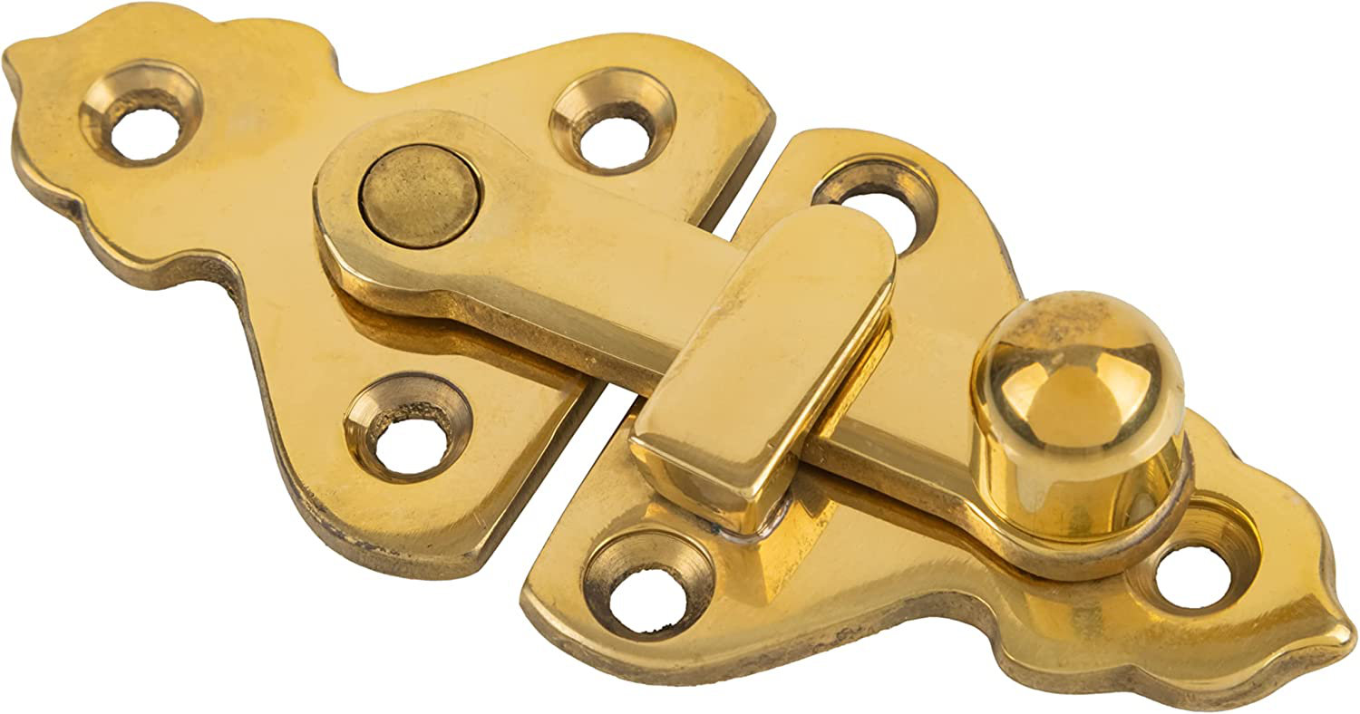 Solid Brass Right Hand Offset Ice Box Latch in Antique-By-Hand