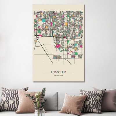 Chandler, Arizona Map by Ayse Deniz Akerman - Wrapped Canvas Gallery-Wrapped Canvas Giclée