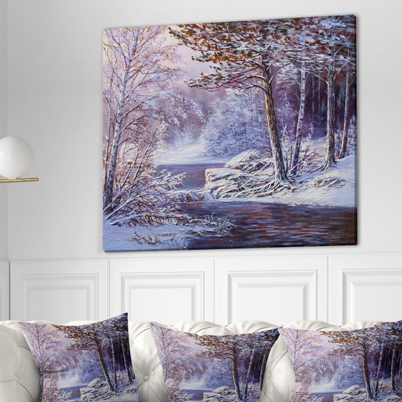 «Winter Landscape Forest in River», reproduction sur toile tendue, H 30 po x l 40 po x P 1,5 po