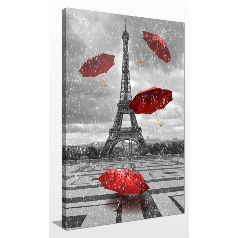 Quatre parapluies, paris-reproduction de photo sur toile enroulée, H 40 po x l 24 po x P 1 po