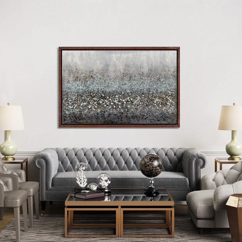 Drip Field I by Doris Charest - Painting on Canvas, 101.6cm H x 152.4cm W x 3.81cm D, Classic Brown Wood Framed