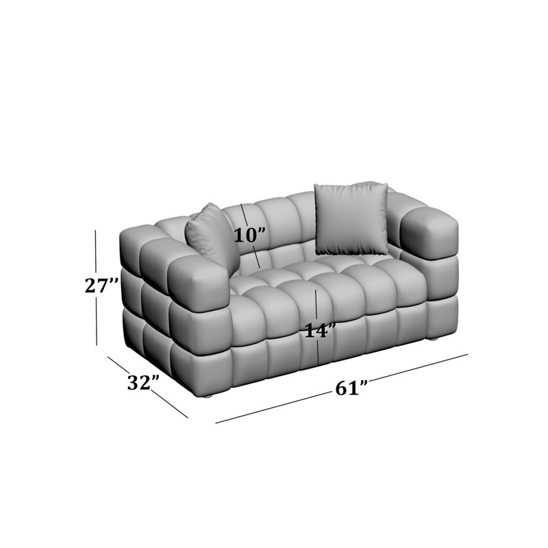 Monica 61'' Upholstered Modern Loveseat