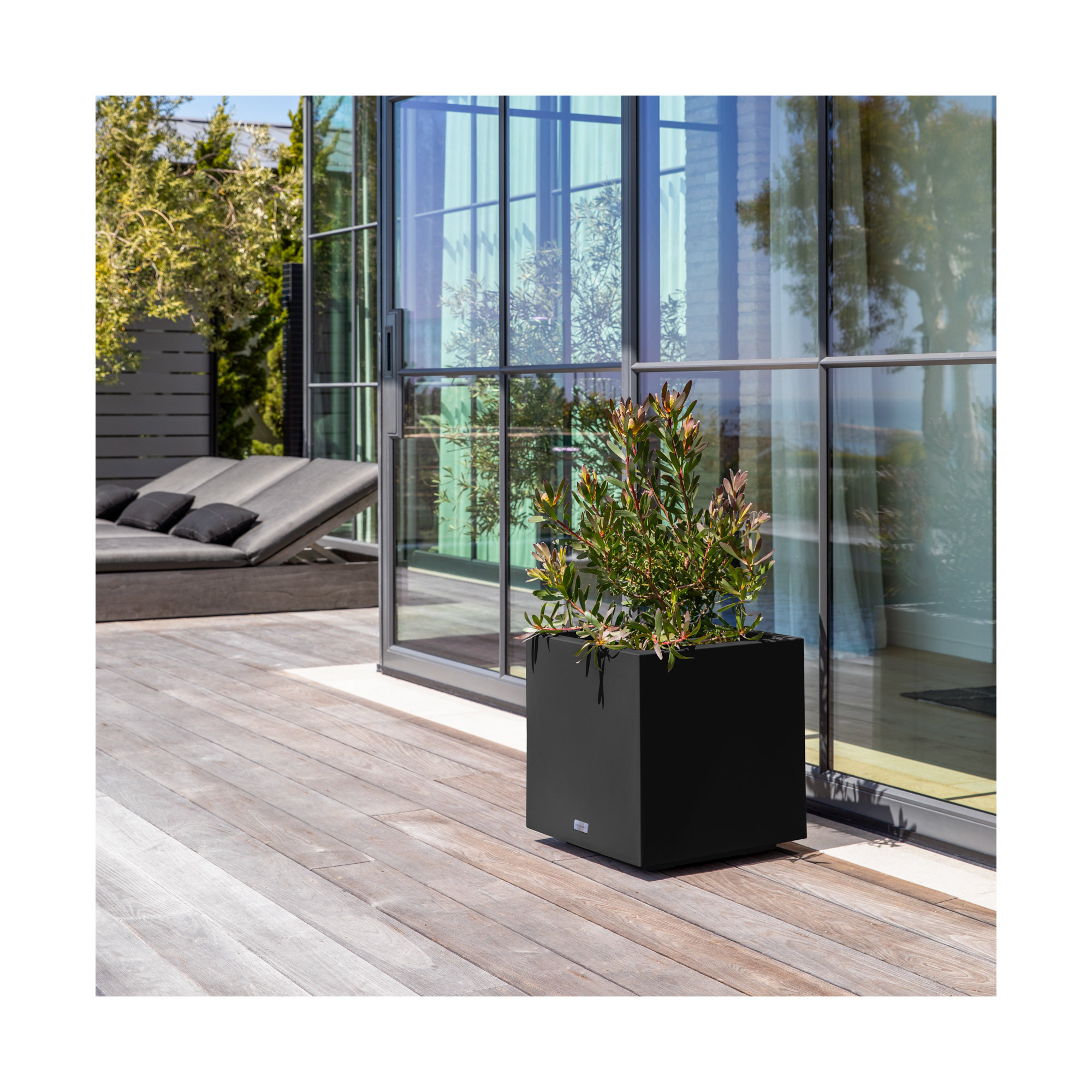Block Series Cube Planter, Black, 18.25" H x 17" W x 17" D