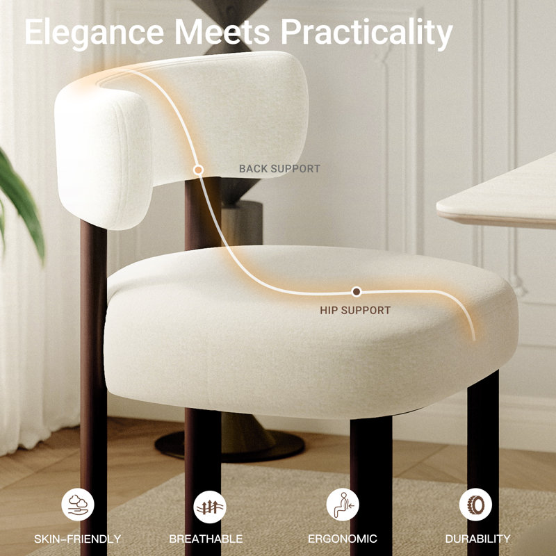 48.5cm H Upholstered Upholstered Back Side Chair, Beige Fabric