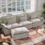 Canapé modulaire de 116 po de largeur avec coussins amovibles, repose-pieds et revêtement Boucle-119156528