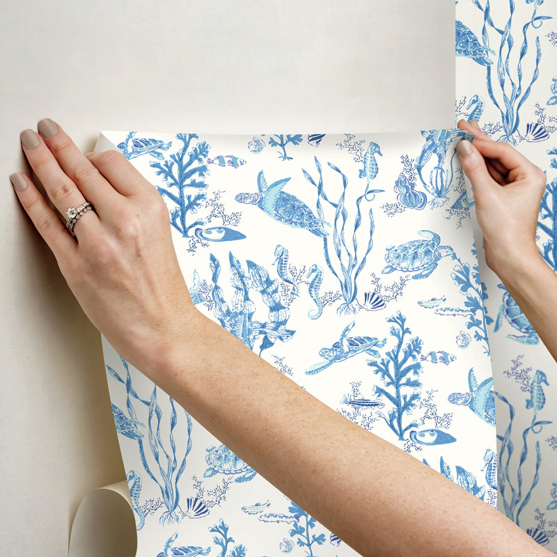 Garparilla Vinyl Peel & Stick Wallpaper Double Roll, Azure
