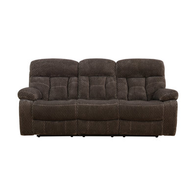Premium Fabric Reclining Living Room Sofa With Drop Down Table And Cup Holders